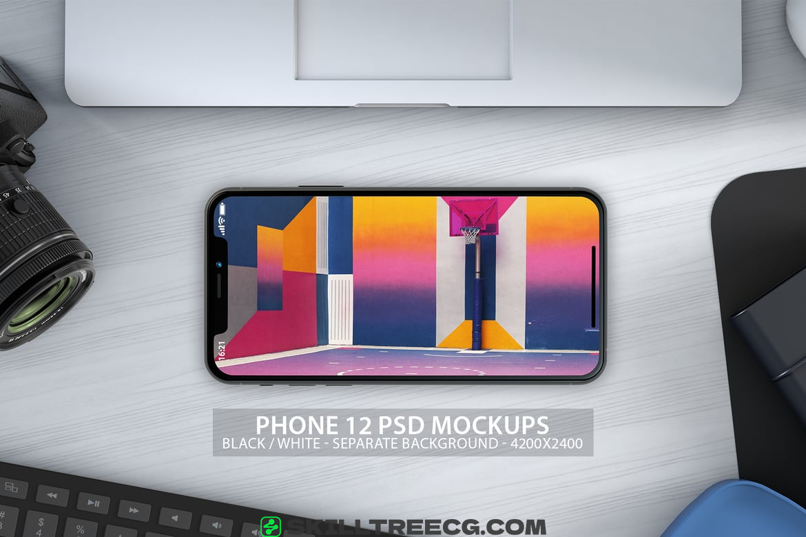 iPhone 12 PSD Mockups with Clean Background（994907）-技能树